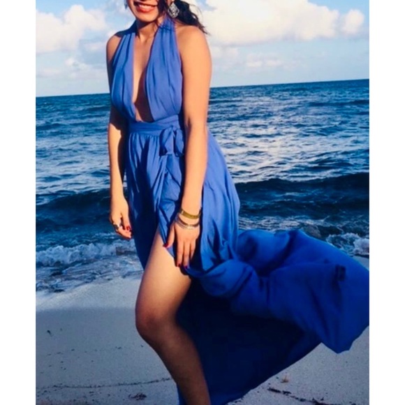 Lulus “Crescendo” Backless Wrap Low Cut Maxi Dress - Picture 7 of 16